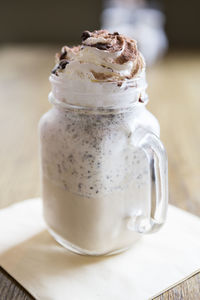 Close-up of ice cream in jar