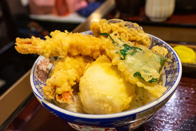 Close-up of food in bowl on table