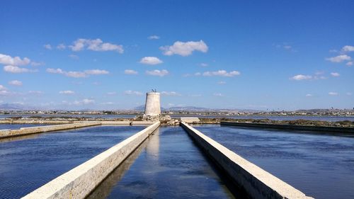 View of bridge over water against sky