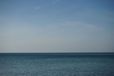 Scenic view of sea against blue sky