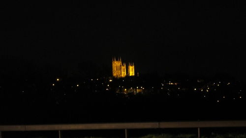 Illuminated building at night