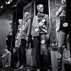 Mannequins with clothes at shop