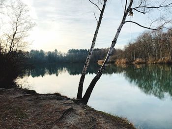 Scenic view of lake against sky