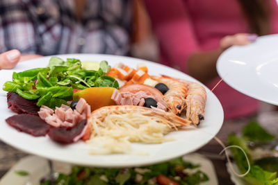 Close-up of food served in plate