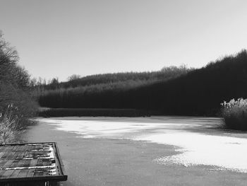 Scenic view of lake against clear sky