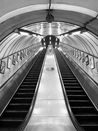 Low angle view of escalator in subway station