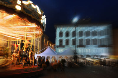 Blurred motion carousel of at night