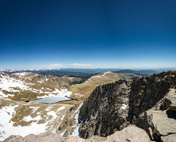 Scenic view of mountains against cloudy sky