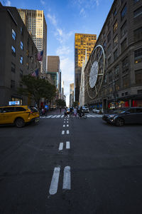 Cars on street in city