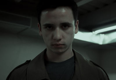 Close-up portrait of teenage boy