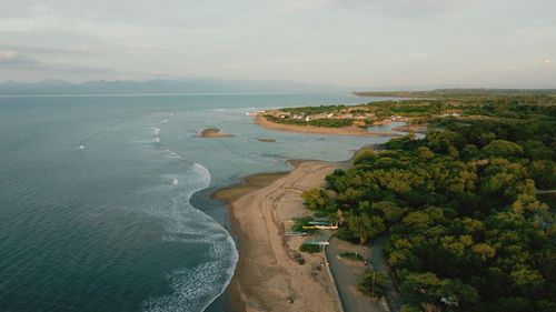 High angle view of beach against sky