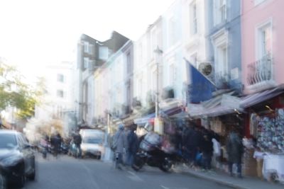 People walking on city street