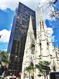 Low angle view of statue against sky