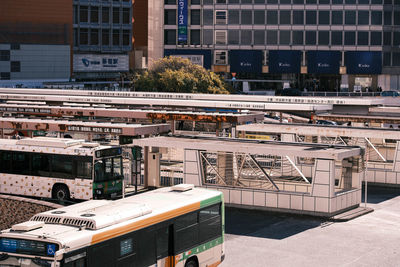 High angle view of railroad station