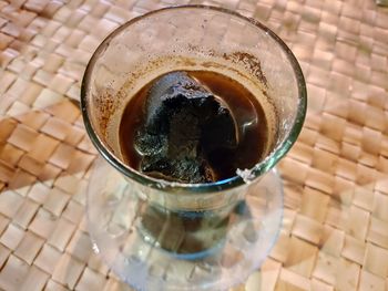 High angle view of coffee on table