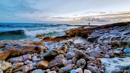 Scenic view of sea against sky during sunset