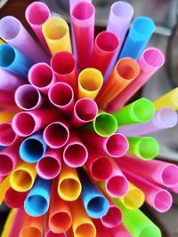 Close-up of multi colored drinking straws