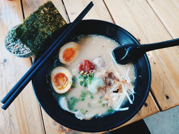 High angle view of food on table