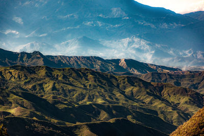 Scenic view of mountains against sky