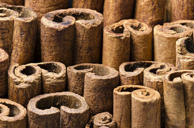 Close up of the skin of an organic cinnamon sticks