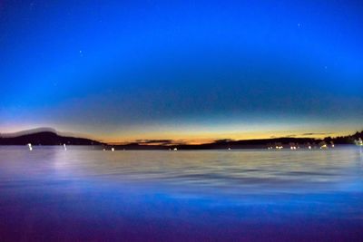 Scenic view of sea against sky at night