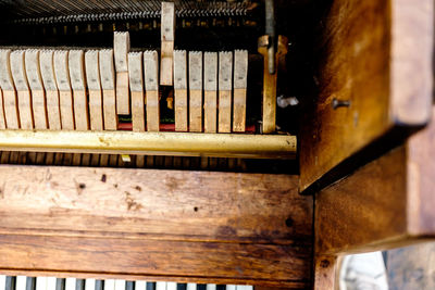 Close-up of old wooden box