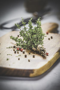 High angle view of vegetables on table