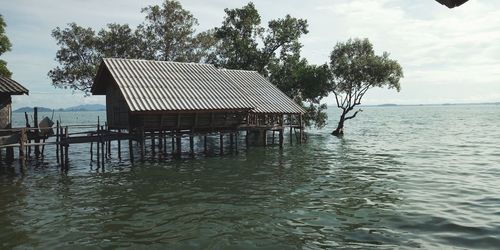 House by sea against sky