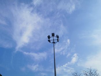 Low angle view of street light against sky