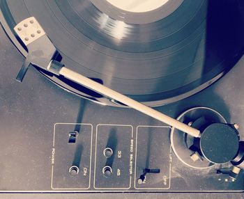 Close-up of turntable