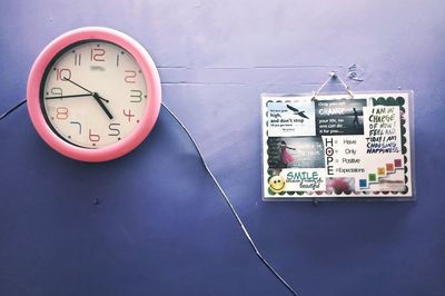 Directly above shot of clock on wall