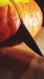 High angle view of orange on table