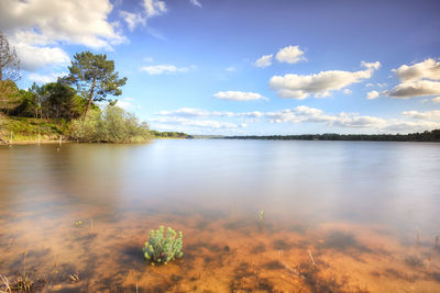 Scenic view of lake against sky