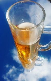 Close-up of beer in glass