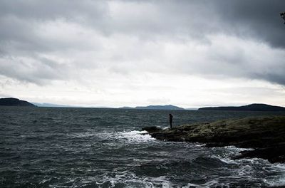 Scenic view of sea against cloudy sky