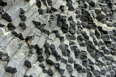 Black basalt column formation in vik, iceland