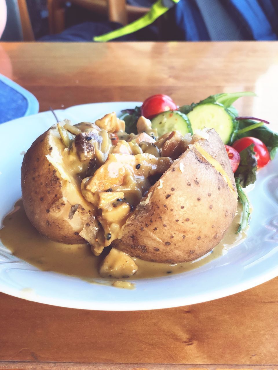 HIGH ANGLE VIEW OF MEAL SERVED IN PLATE