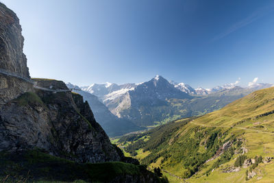 Scenic view of mountains against clear sky