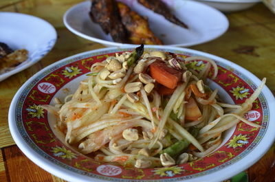 High angle view of meal served in bowl