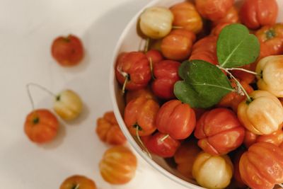 Close-up of fruits in bowl on table