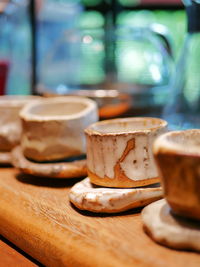 Close-up of tea cup on table