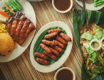 Close-up of breakfast served on table