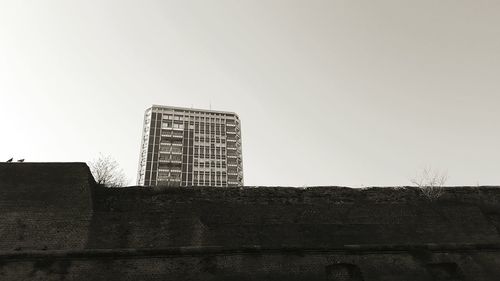 Low angle view of building against clear sky