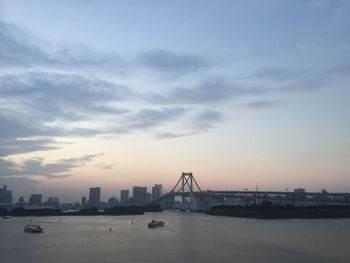 View of suspension bridge over river