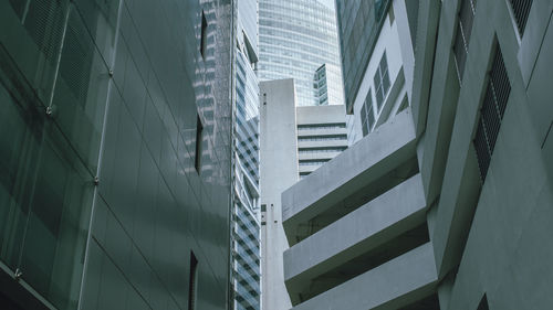 Low angle view of modern buildings in city