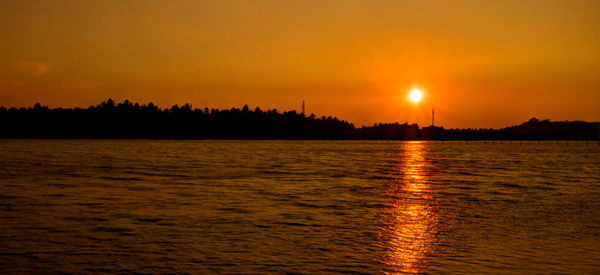 Scenic view of lake during sunset