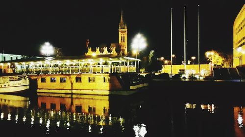 Illuminated buildings at night