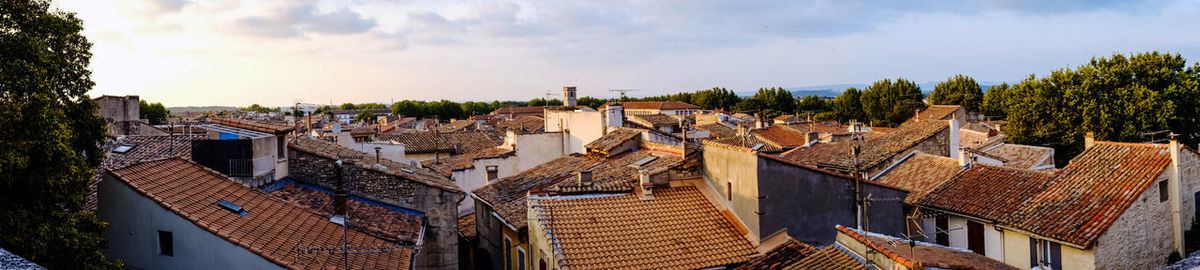 High angle view of townscape against sky