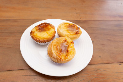 High angle view of dessert in plate on table