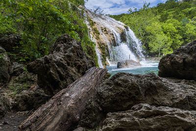 Stream flowing through rocks in forest